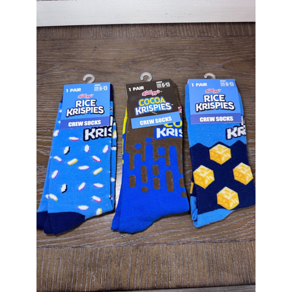 Kelloggs Rice Krispies‎ Cocoa Krispies Crew Socks 3 Pk Bundle Mens Size 6-13 NEW